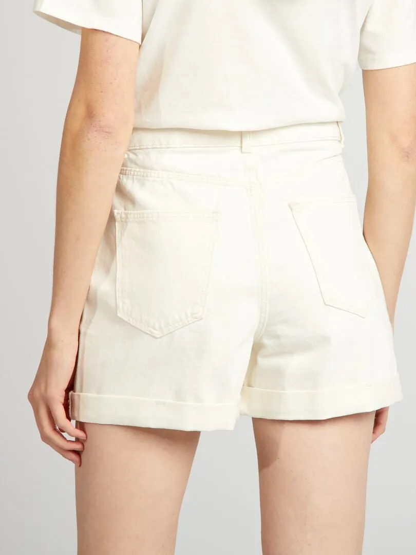 SHORT VAQUERO DE TIRO ALTO  BLANCO