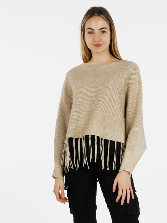 Solada Jersey de punto de mujer con flecos.