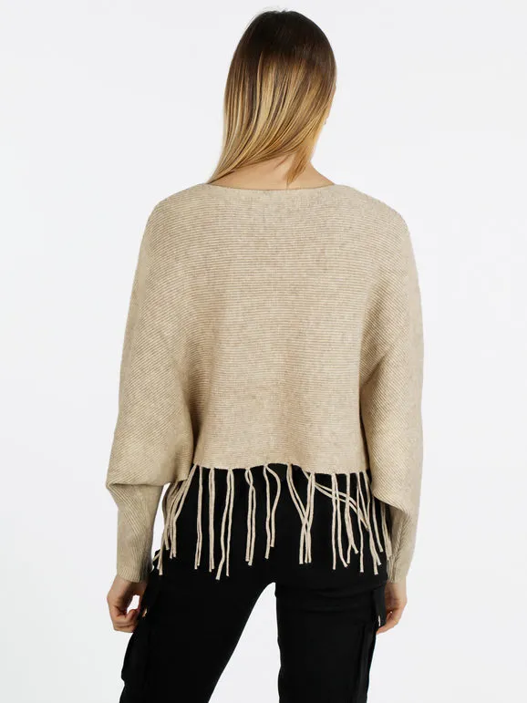 Solada Jersey de punto de mujer con flecos.