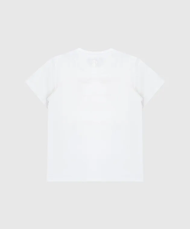 STEFANO RICCI CHILDREN'S WHITE TSHIRT WITH MONOGRAM EMBROIDERY