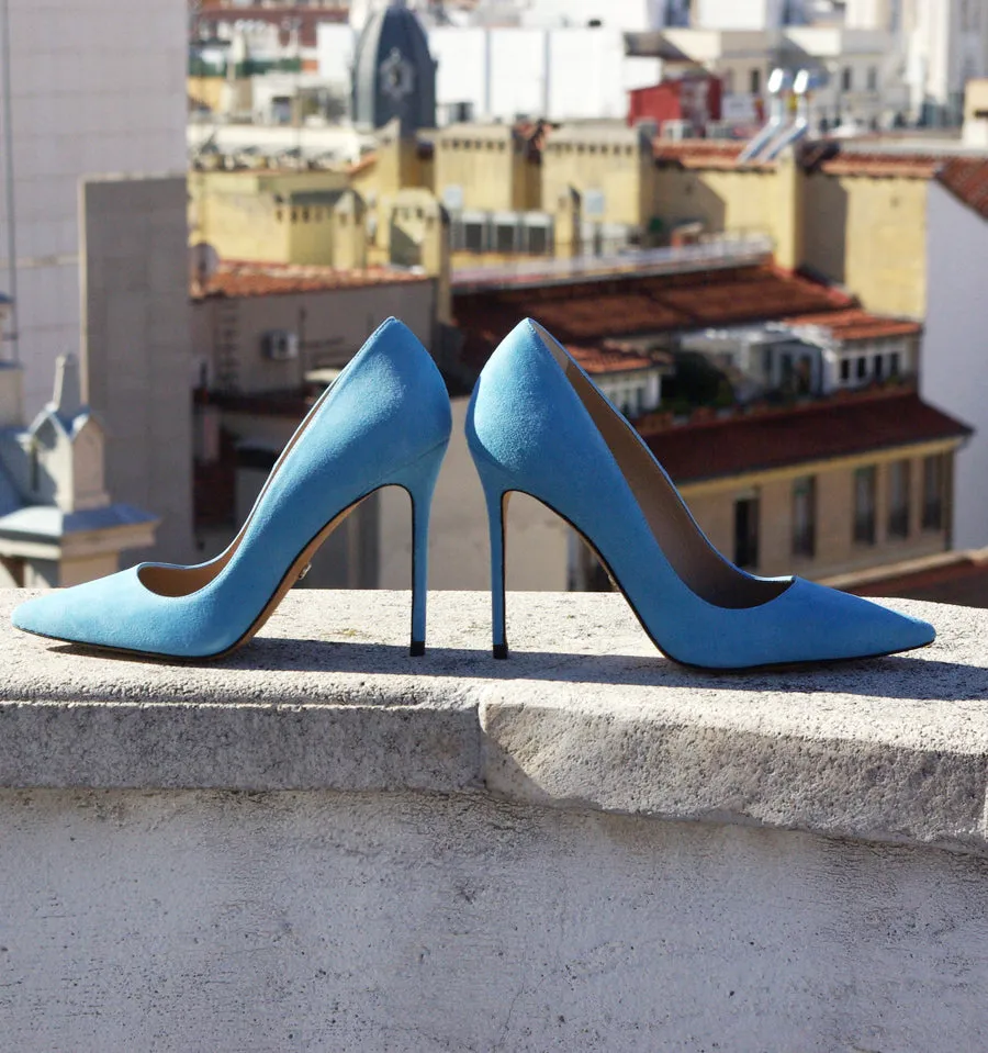 STILETTO ALTO EN ANTE AZULCIELO