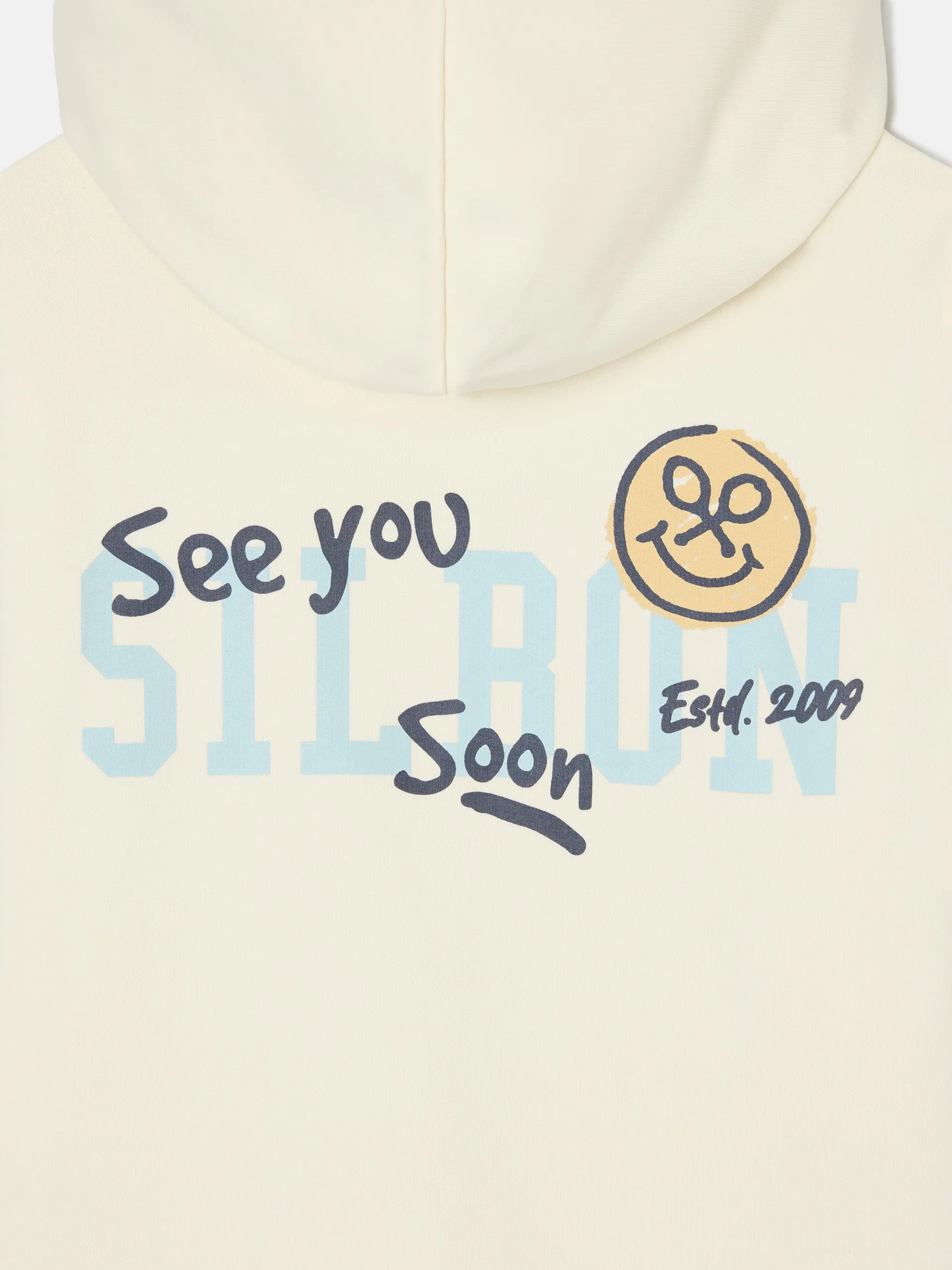 Sudadera cremallera hoodie smile crema