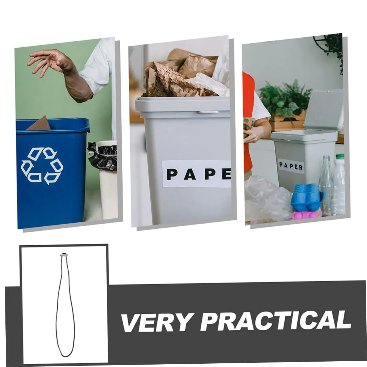 TOPBATHY 4 Bandas Elásticas de Fijación para Bolsas de Basura Accesorio Tensor de Palanca Elástica para Contenedores de Basura