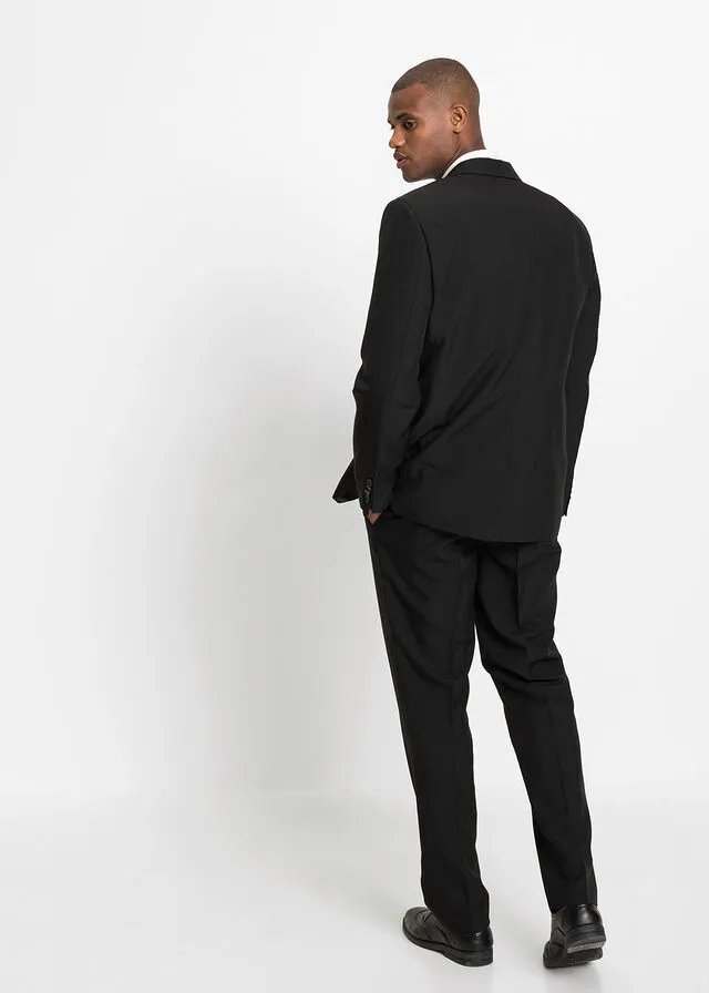 TRAJE (4 PIEZAS): AMERICANA, PANTALóN, CAMISA, CORBATA NEGROBLANCOPLATA