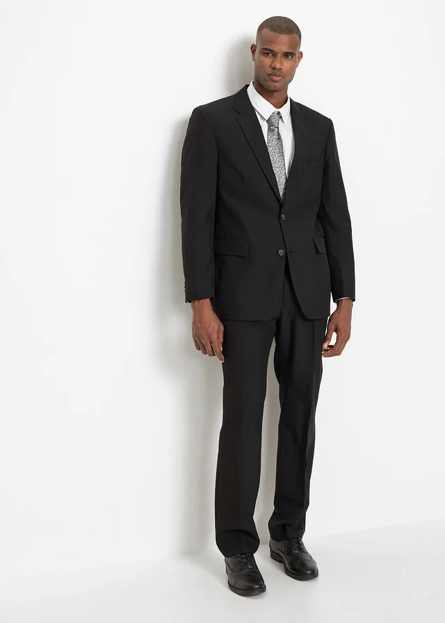 TRAJE (4 PIEZAS): AMERICANA, PANTALóN, CAMISA, CORBATA NEGROBLANCOPLATA