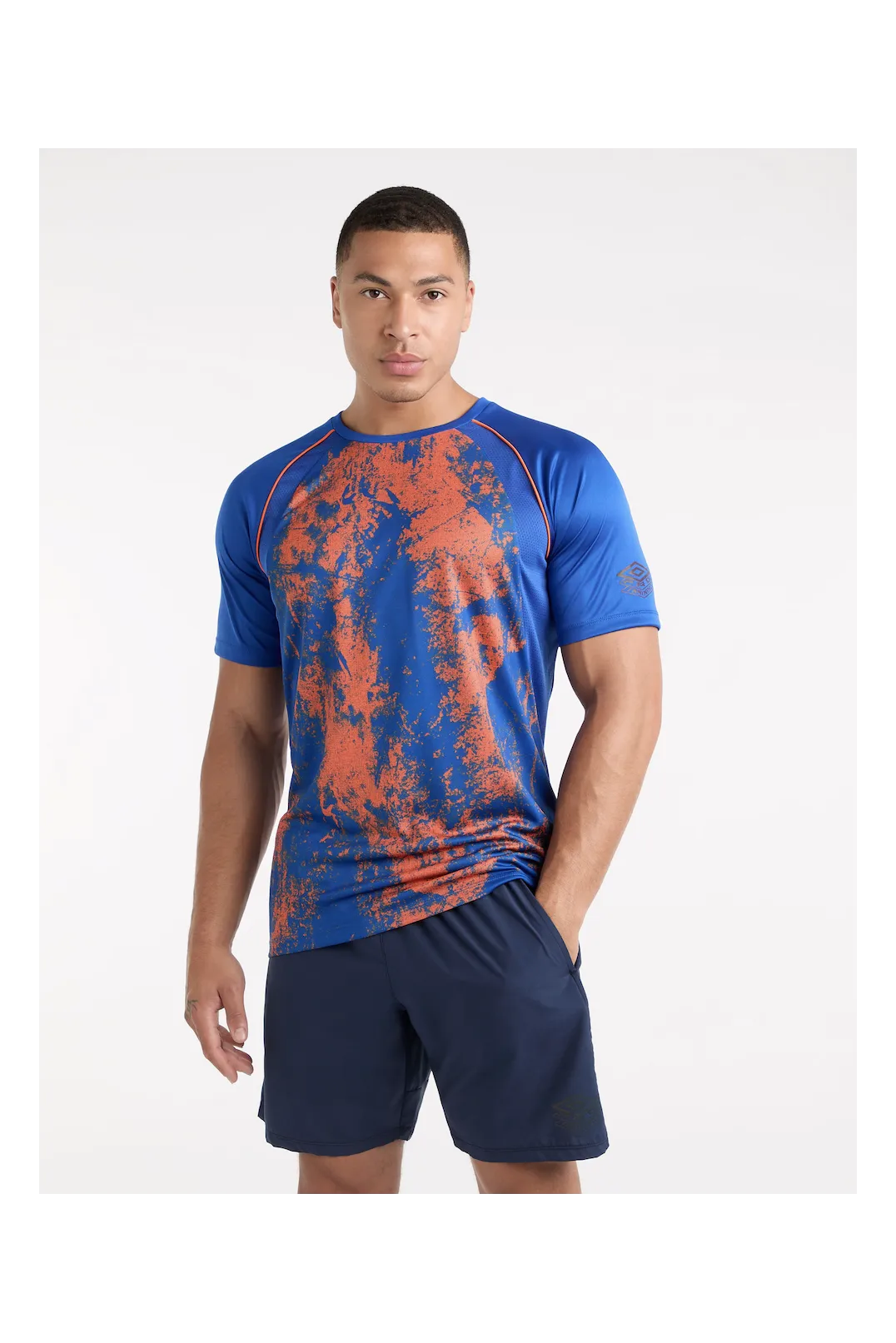 UMBRO PRO TRAINING GRAPHIC JERSEY TSHIRT DEEP SURF / VERMILLION ORANGE