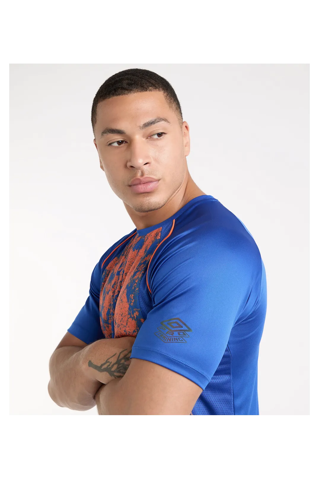 UMBRO PRO TRAINING GRAPHIC JERSEY TSHIRT DEEP SURF / VERMILLION ORANGE