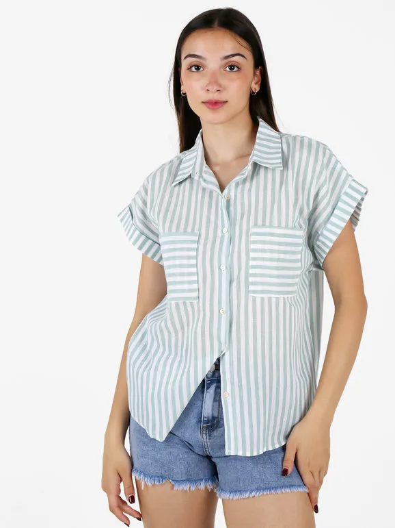 Vanita Camisa de mujer de manga corta con estampado de rayas