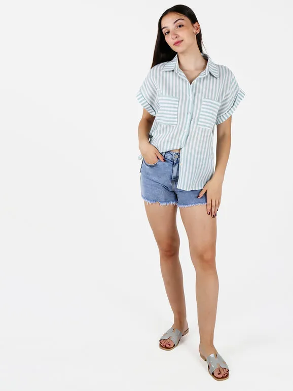 Vanita Camisa de mujer de manga corta con estampado de rayas