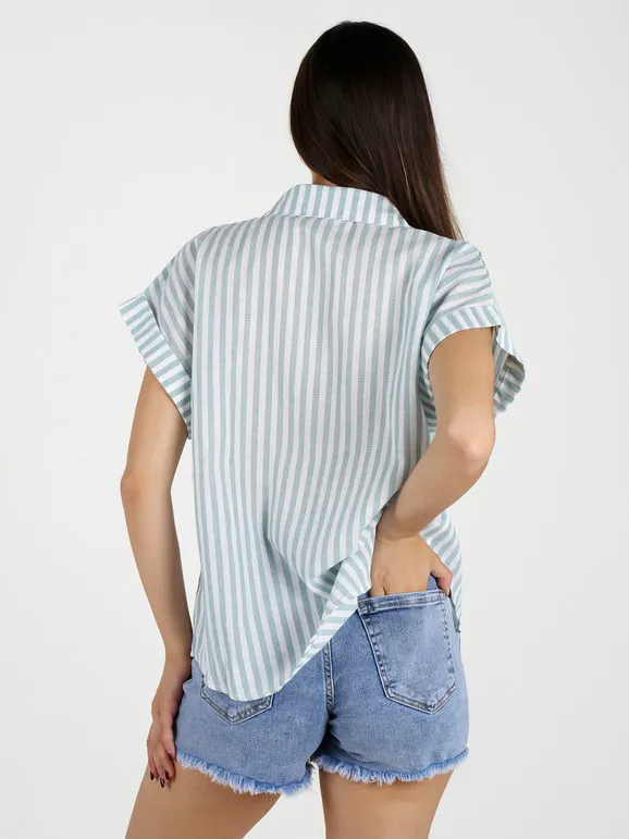 Vanita Camisa de mujer de manga corta con estampado de rayas