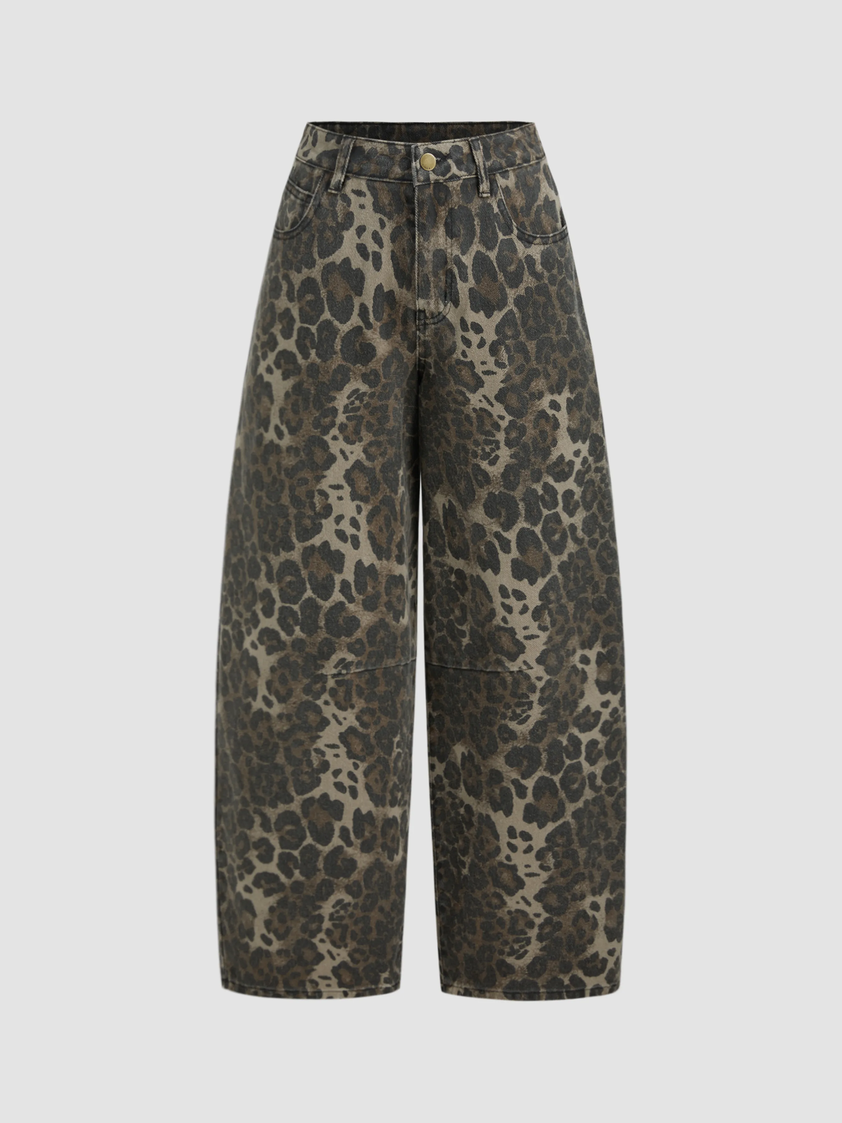 Vaqueros de tiro bajo y pierna ancha con estampado de leopardo de Cider