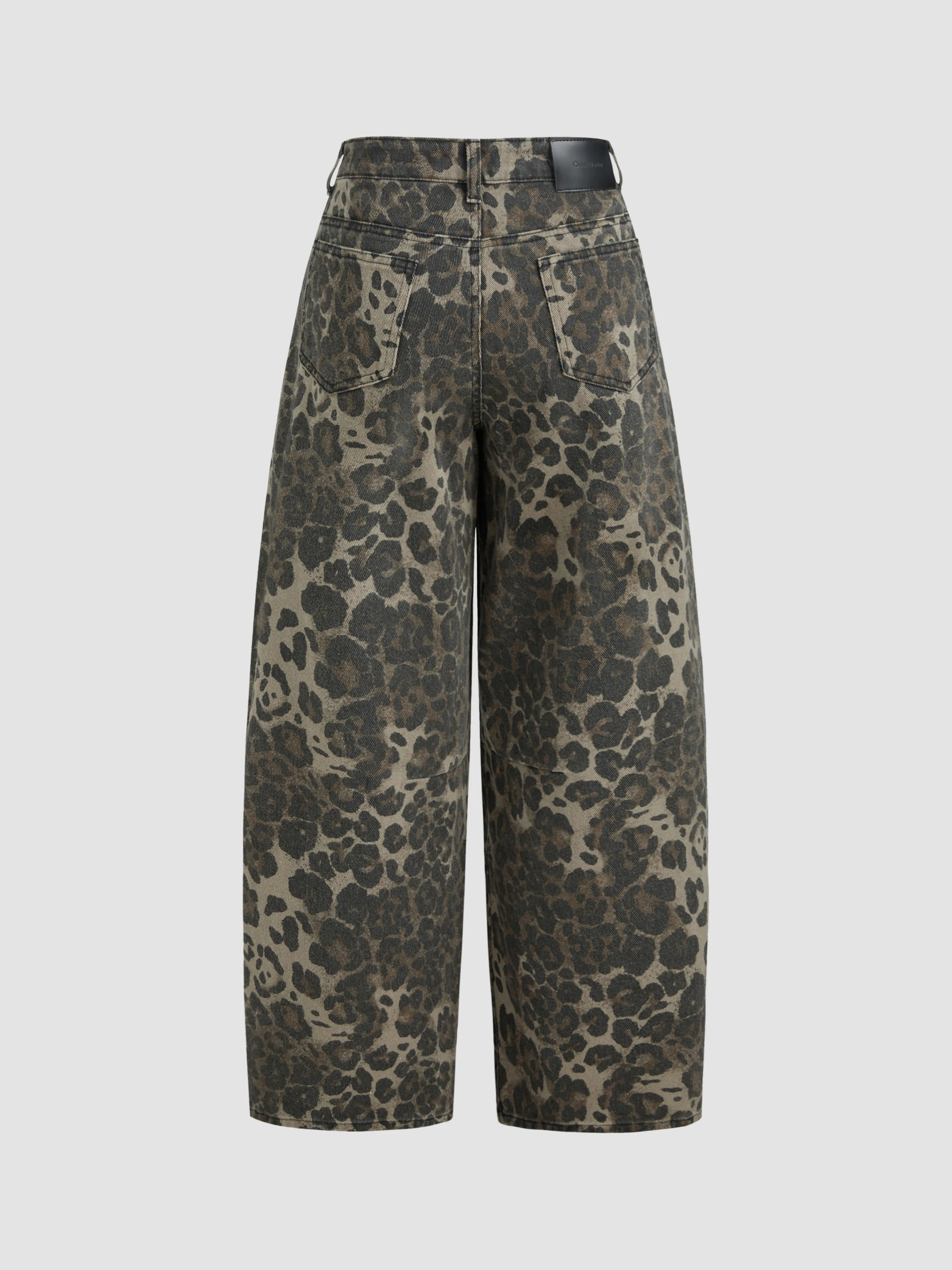 Vaqueros de tiro bajo y pierna ancha con estampado de leopardo de Cider
