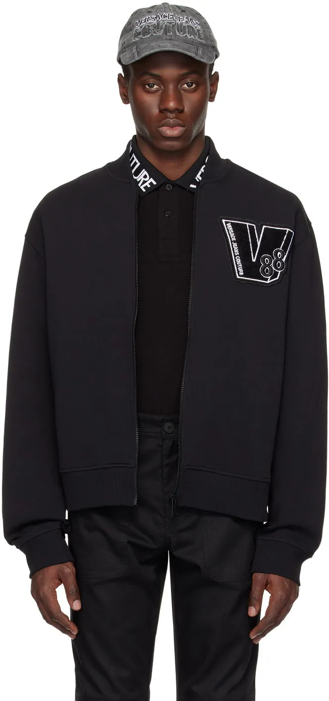 Versace Couture Black Patch Bomber Jacket