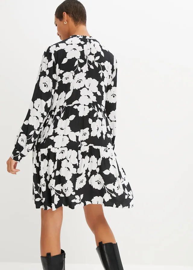 VESTIDO NEGROBLANCO DE FLORES