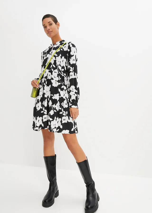 VESTIDO NEGROBLANCO DE FLORES