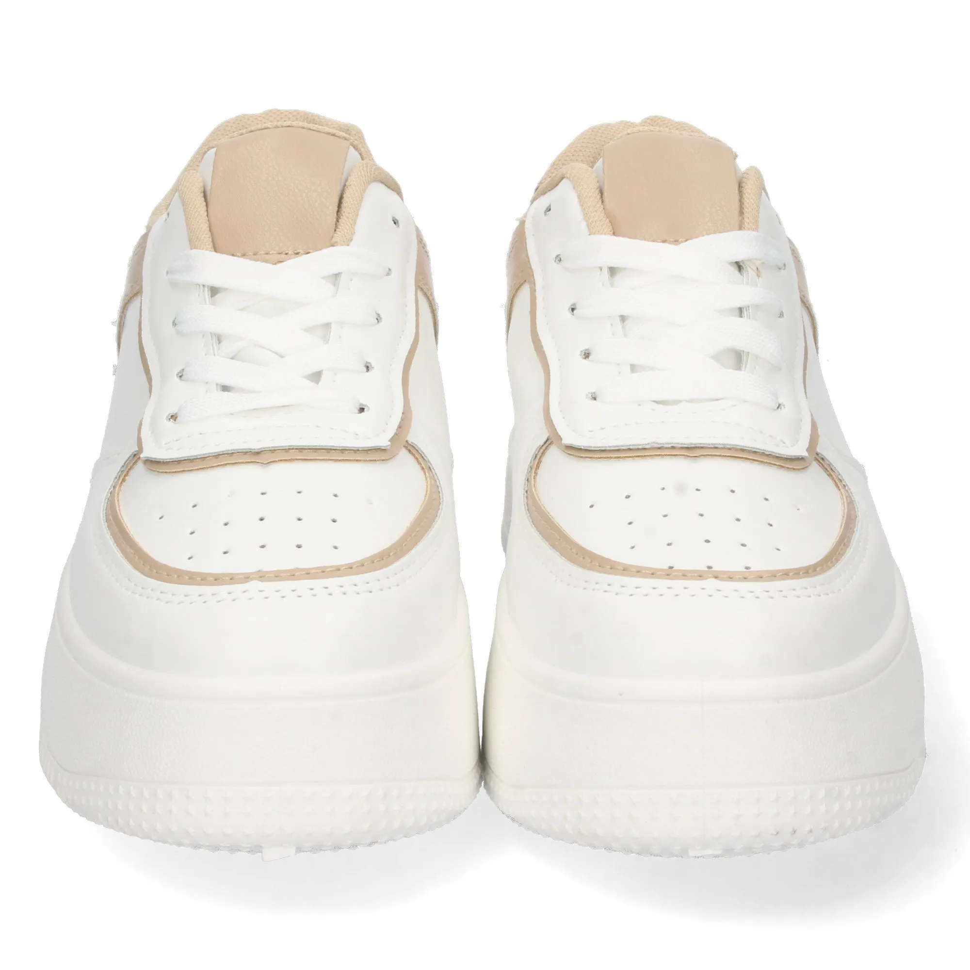 Zapatilas sneaker con plataforma perforado en punta mujer color kaki