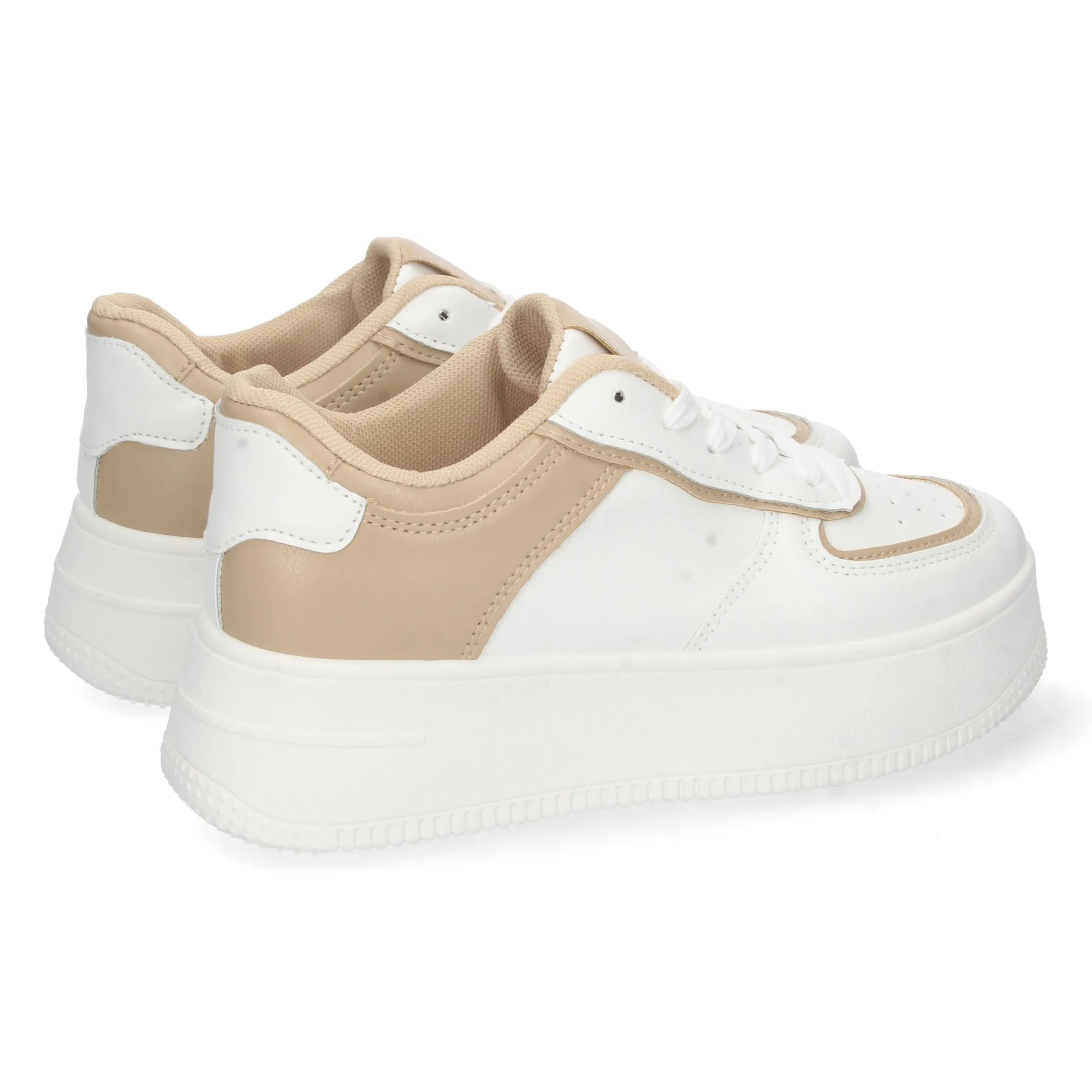 Zapatilas sneaker con plataforma perforado en punta mujer color kaki