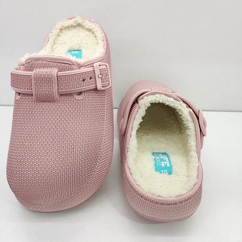 ZAPATILLA DESCANSO CASA ULTRACOMODA CON BORREGUILLO INTERIOR ROSA