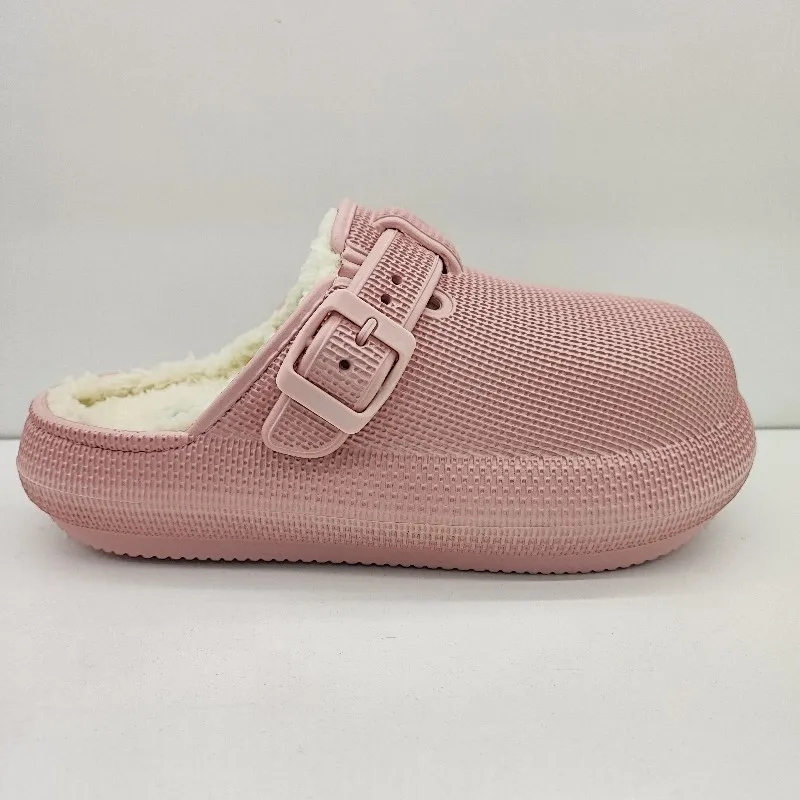 ZAPATILLA DESCANSO CASA ULTRACOMODA CON BORREGUILLO INTERIOR ROSA