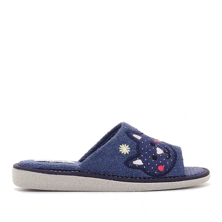 Zapatillas casa Vulladi azules con gatito