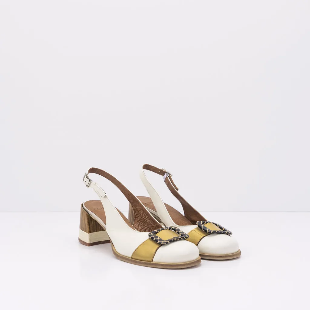 ZAPATO  NEMONIC  REBECA 2323 SETA NATA ORO
