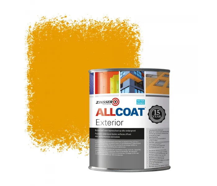ZINSSER ALLCOAT PINTURA EXTERIOR PARA PAREDES RAL 1007 AMARILLO NARCISO  1 LITRO